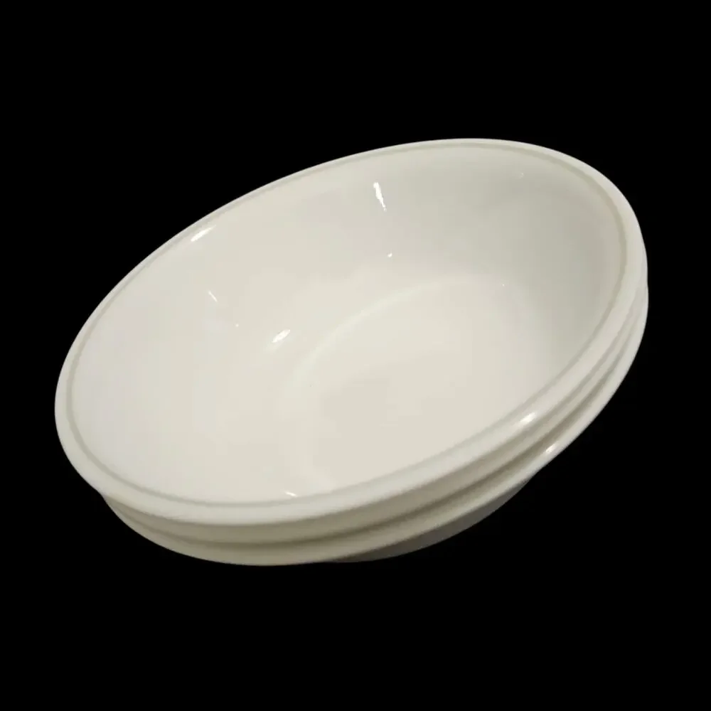 Corelle Gray Stripe Cereal Soup Bowls Set of 3 White Vitrelle 6.25